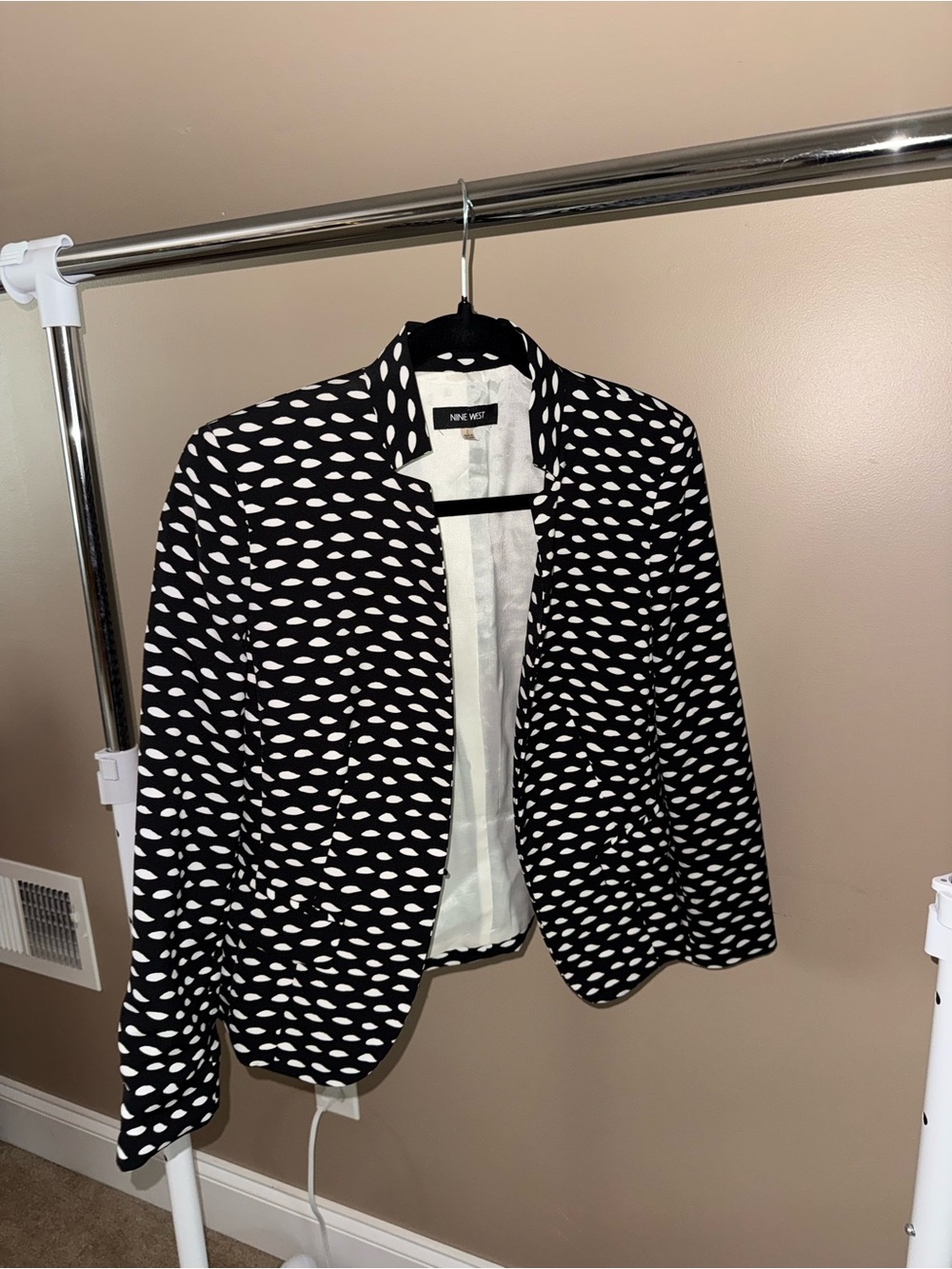 Nine West Black Blazer with White Dot Print